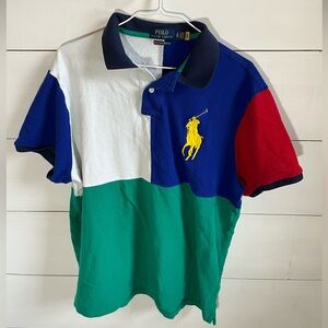 Ralph Lauren Colorblock Polo Shirt - Green Blue White Red Navy Collar